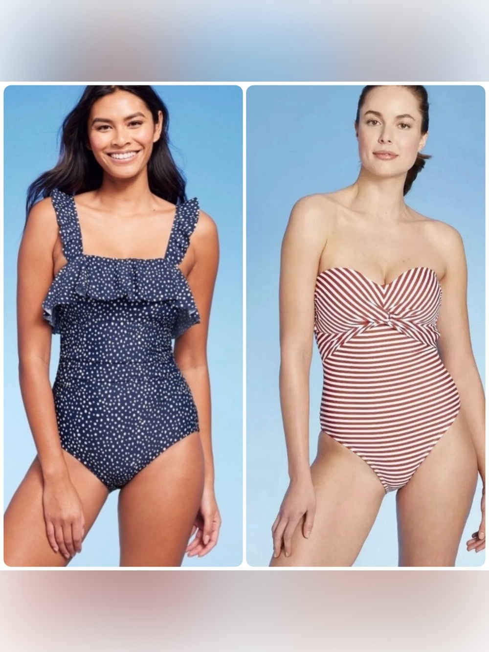 Kona Sol Polka Dot and Stripe Swimsuit Bundle